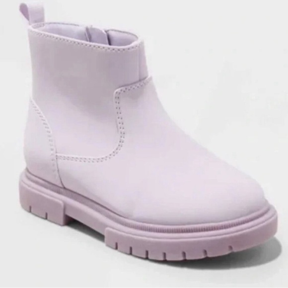 Cat & Jack Toddler Girl's Lavender Flora Zipper Booties Size 6 - Picture 1 of 9